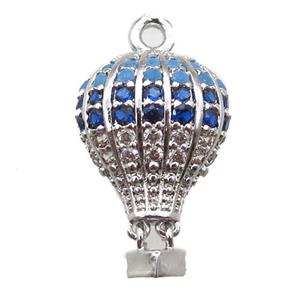 copper balloon pendant paved zircon, platinum plated, approx 13-20mm [FN14148]