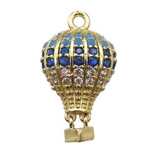 copper balloon pendant paved zircon, gold plated, approx 13-20mm [FN14149]