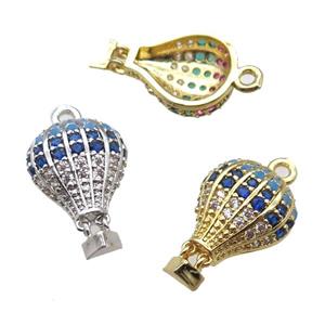copper balloon pendant paved zircon, mixed color, approx 13-20mm [FN14150]