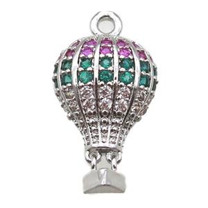 copper balloon pendant paved zircon, platinum plated, approx 13-20mm [FN14151]