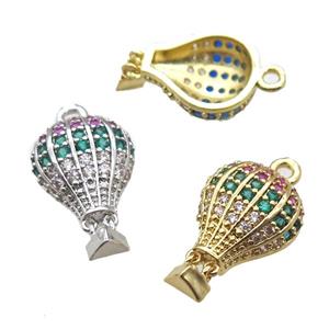 copper balloon pendant paved zircon, mixed color, approx 13-20mm [FN14153]