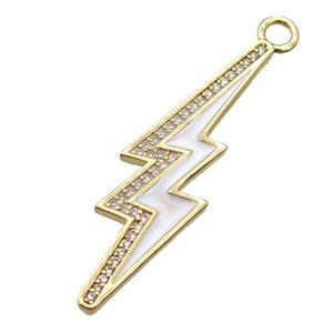 copper lightning pendant paved zircon, enameling, gold plated, approx 11-38mm [FN14170]