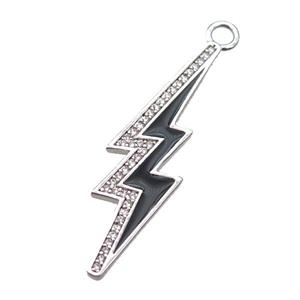 copper lightning pendant paved zircon, enameling, platinum plated, approx 11-38mm [FN14172]