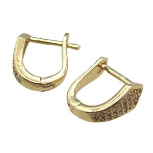 copper Latchback Earring paved zircon, gold plated, approx 10-14mm [FN14176]