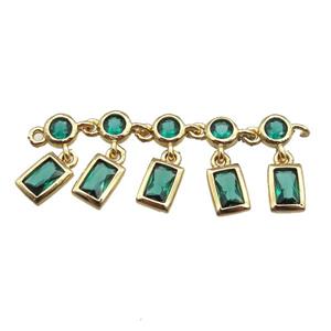 copper pendant paved green zircon, gold plated, approx 35mm length [FN14209]