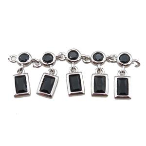 copper pendant paved zircon, platinum plated, approx 35mm length [FN14210]