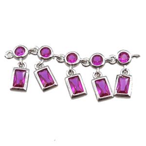 copper pendant paved zircon, platinum plated, approx 35mm length [FN14214]
