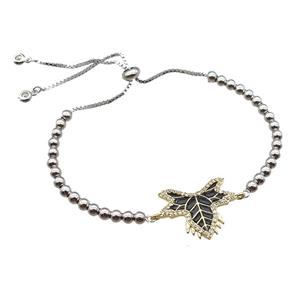 copper bracelet paved zircon, platinum plated, approx 4mm dia, 28cm length [FN14216]