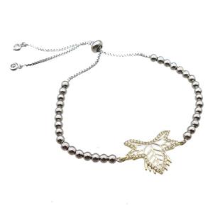 copper bracelet paved zircon, platinum plated, approx 4mm dia, 28cm length [FN14218]