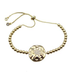 copper bracelet paved zircon, gold plated, approx 4mm dia, 28cm length [FN14221]