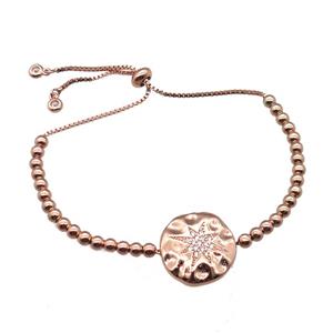 copper bracelet paved zircon, rose gold, approx 4mm dia, 28cm length [FN14222]