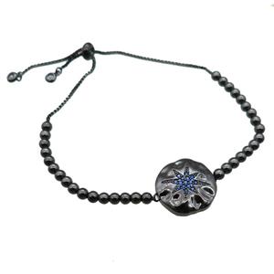 copper bracelet paved zircon, black plated, approx 4mm dia, 28cm length [FN14223]