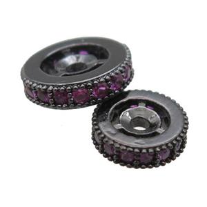 copper spacer beads paved zircon, heishi, black plated, approx 6mm dia [FN14237-6MM]