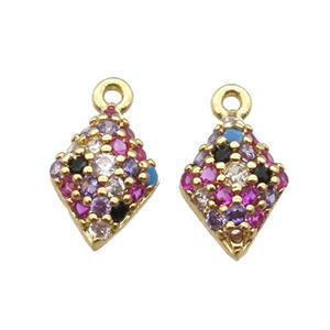 copper dart pendant paved zircon, gold plated, approx 6-10mm [FN14258]