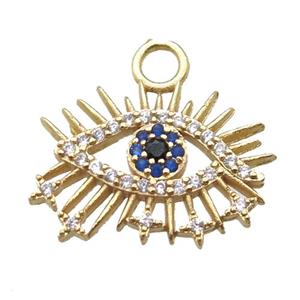 copper eye pendant paved zircon, gold plated, approx 14-20mm [FN14262]