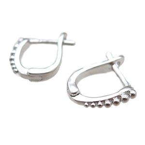 copper Latchback Earrings, platinum plated, approx 10-12mm [FN14268]