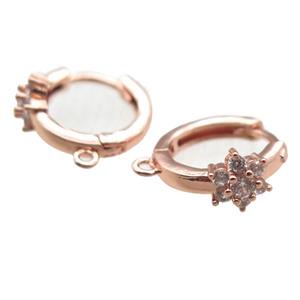 copper Hoop Earrings paved zircon, rose gold, approx 14mm dia [FN14280]
