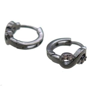 copper Hoop Earrings paved zircon, black plated, approx 12mm dia [FN14285]