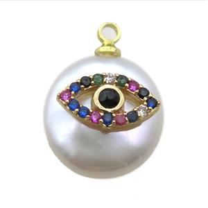 natural pearl pendant paved zircon, approx 14mm dia [FN14319]