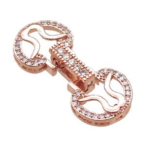 copper connector clasp paved zircon, circle, rose gold, approx 12-26mm [FN14472]
