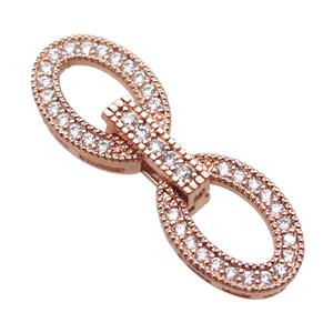 copper connector clasp paved zircon, oval, rose gold, approx 9-29mm [FN14476]