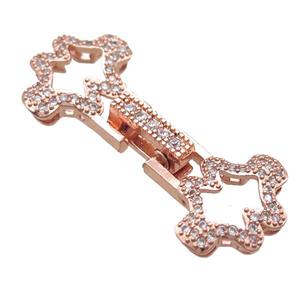 copper connector clasp paved zircon, rose gold, approx 14-32mm [FN14496]