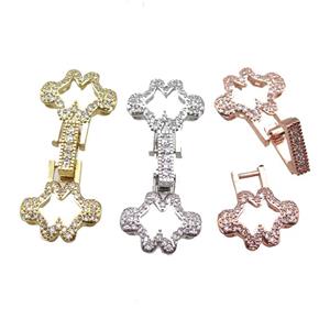 copper connector clasp paved zircon, mixed color, approx 14-32mm [FN14497]