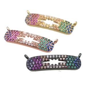 copper northStar pendant paved zircon with 2loops, mixed color, approx 6-22mm [FN14610]