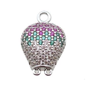 copper balloon pendant paved zircon, platinum plated, approx 12mm [FN14611]