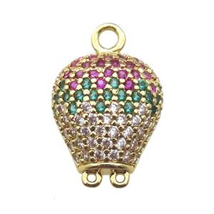copper balloon pendant paved zircon, gold plated, approx 12mm [FN14612]