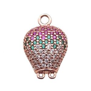 copper balloon pendant paved zircon, rose gold, approx 12mm [FN14613]