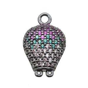 copper balloon pendant paved zircon, black plated, approx 12mm [FN14614]