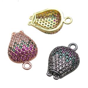 copper balloon pendant paved zircon, mixed color, approx 12mm [FN14615]