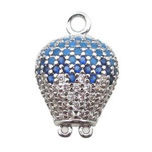 copper balloon pendant paved zircon, platinum plated, approx 12mm [FN14616]