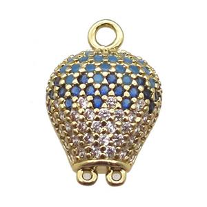 copper balloon pendant paved zircon, gold plated, approx 12mm [FN14617]