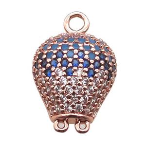 copper balloon pendant paved zircon, rose gold, approx 12mm [FN14618]