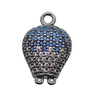 copper balloon pendant paved zircon, black plated, approx 12mm [FN14619]