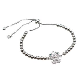 copper bracelet paved zircon, platinum plated, approx 4mm, 11-15mm, 26mm length [FN14666]