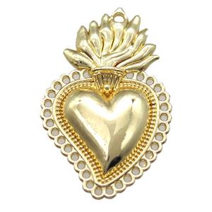 unfading copper heart pendant, gold plated, approx 18-30mm [FN14674-S]