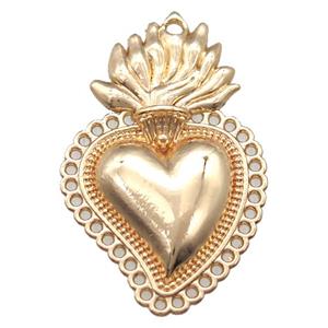 unfading copper heart pendant, lt.gold plated, approx 18-30mm [FN14676-S]