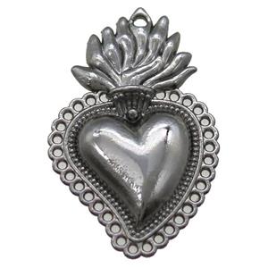 unfading copper heart pendant, black plated, approx 30-50mm [FN14677-L]