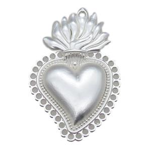 unfading copper heart pendant, duck silver plated, approx 25-40mm [FN14678-M]