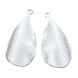 unfading copper leaf pendant, hammered, duck silver plated, approx 18-35mm [FN14680]