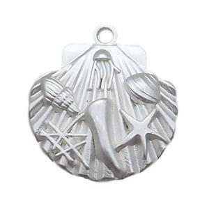 unfading copper pendant, shelled, duck silver plated, approx 25mm [FN14682]
