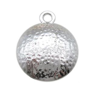 hammered copper circle pendant, silver plated, approx 18mm dia [FN14684]