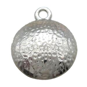 hammered copper circle pendant, platinum plated, approx 18mm dia [FN14685]