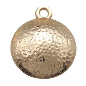 hammered copper circle pendant, lt.gold plated, approx 18mm dia [FN14688]