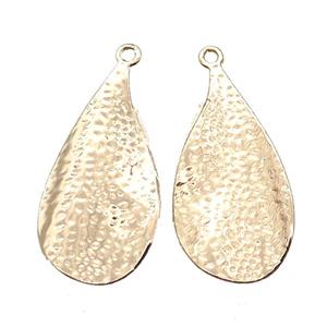 hammered copper leaf pendant, lt.gold plated, approx 18-35mm [FN14693]
