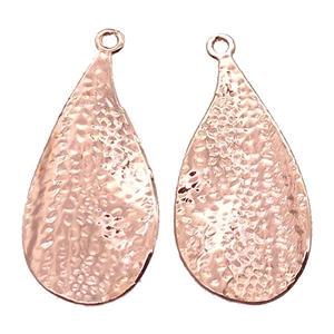 hammered copper leaf pendant, rose gold, approx 18-35mm [FN14694]