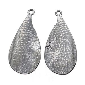 hammered copper leaf pendant, black plated, approx 18-35mm [FN14695]